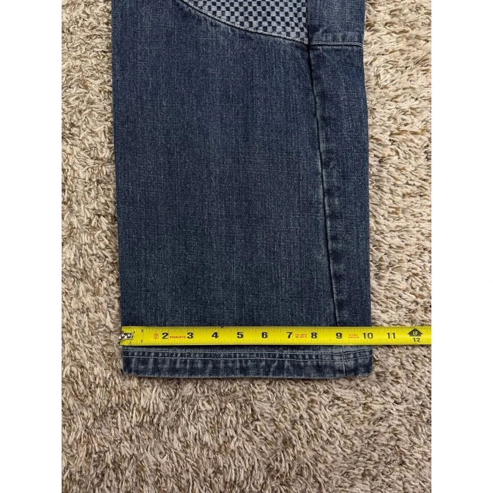 Akademiks Baggy Jeans Y2K Hip Hop Streetwear Skate Denim Checkered Panel Mens 38